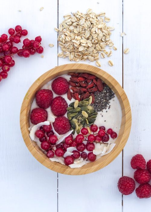 smoothiebowl banaan en rood fruit